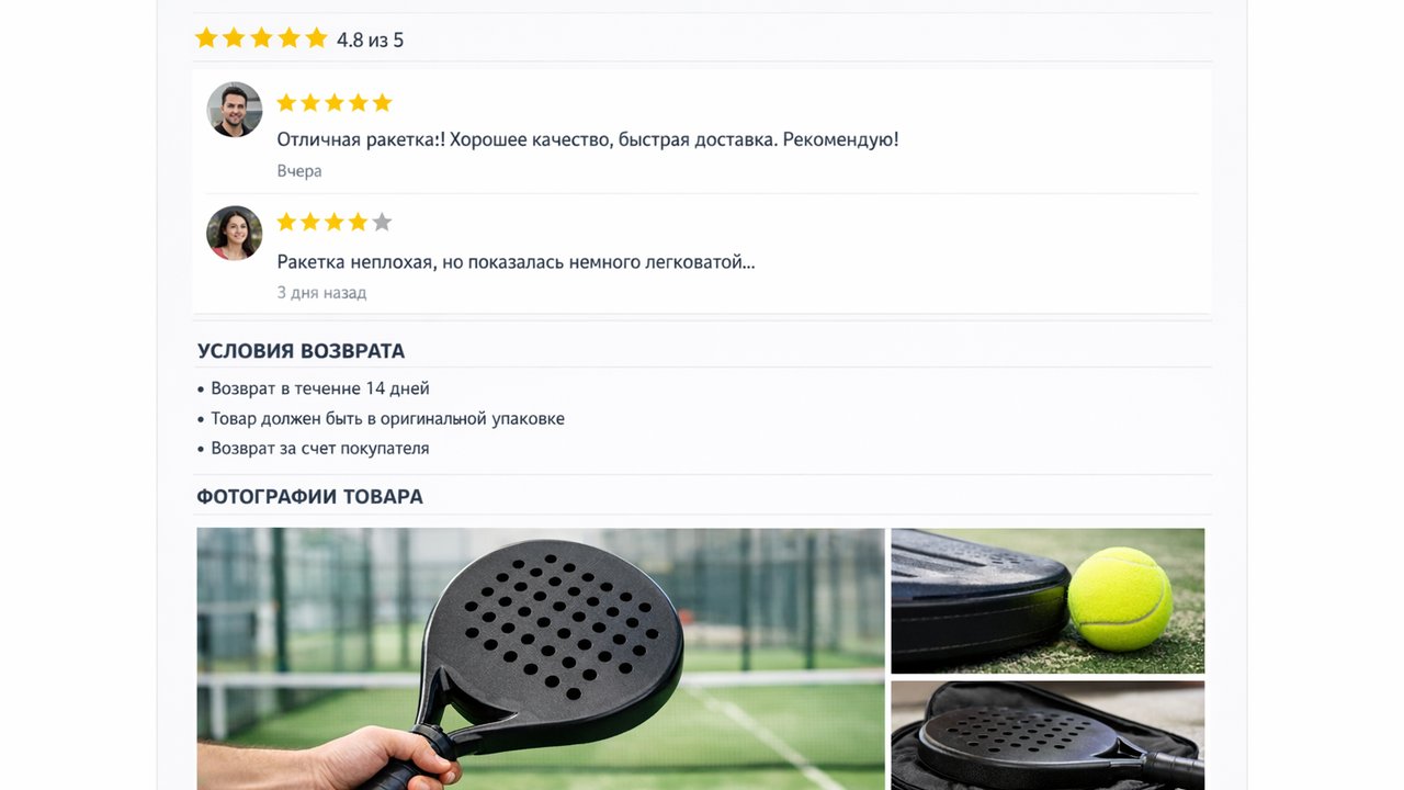 проверка продавца ракетки падел перед покупкой